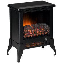 Electric Fireplace Stove, Realistic Flame Effect, Dual Power Settings (1800-2000W), Adjustable Temperature and Overheat Protection, Black