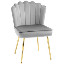 Velvet-Feel Shell Accent Chair - Grey