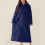 Women's Plush Zip-Up Bathrobe Warm Fluffy Housecoat with 3