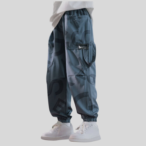 Boys Cargo Pants Wide Leg Straight Soft Trousers with 1