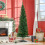 6ft Unlit Artificial Christmas Tree, Pencil Slim Xmas Tree with Solid Stand and Realistic Branches, Green 3