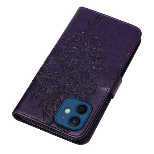 Butterfly Wallet Case for iPhone 12 Purple Synthetic 2
