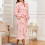 Women's Flannel Warm Robe Pink S 4