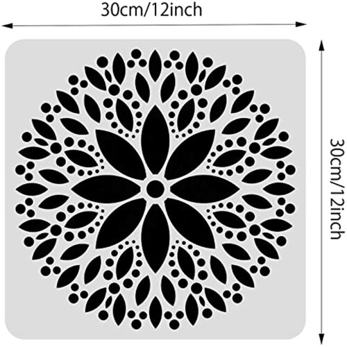 Flower Mandala Reusable Stencil 12x12 Inch 1