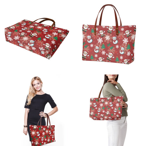 PU Leather Top Handle Bag Set with Christmas Tree and 1