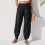 Women's Solid Casual Cropped Pants with Pockets Black L 2