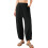 Women's Solid Casual Cropped Pants with Pockets Black L 5
