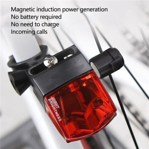 2X Bicycle Light Induction Tail Light Warning Lamp Magnetic Power Generate Taillight Self Powered Magnetic Warn Light 2