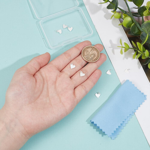 Sterling Silver Heart Stamping Blanks 6.7x7mm 8 pcs with 2