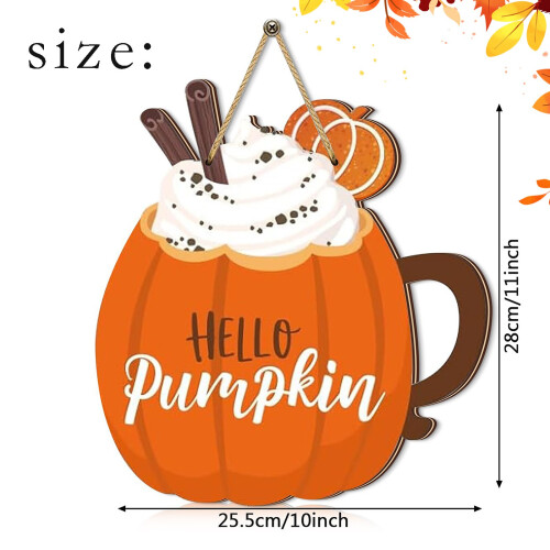 Wooden Pumpkin Fall Decor Sign Orange 1