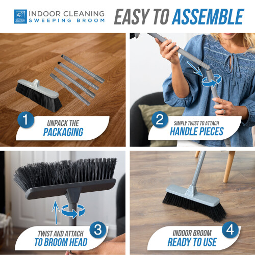 Soft Indoor Broom Sweeping Brush Long Handled Kitchen Wooden Floor 2