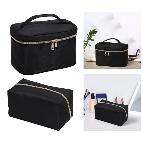 Travel Makeup Bag Black Square Cosmetic Organizer 1