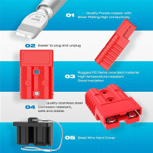 For Anderson Connector,1/0AWG Battery Connection with Hard Cover 12V-36V for Anderson Plug Winch Wiring Kit for Cable RV Red