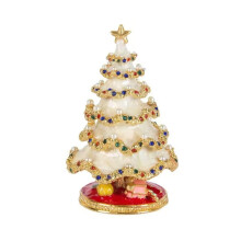 (Pure White) Mini Christmas Tree Jewelry Box, Vintage Ring Storage Ornament, Holiday Gift