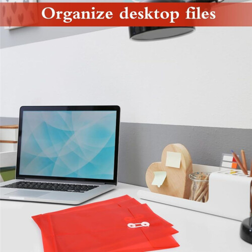 12PCS Plastic File Folders for Documents,A4 Plastic Envelopes Folders with Snap Closure and String Tie,for School Home B 1