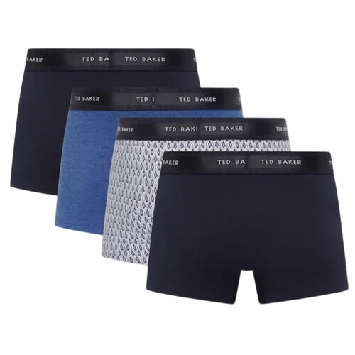 Ted Baker (S, Navy/Multicoloured) Ted Baker Mens Plain Boxer Shorts (Pack of 4) 1