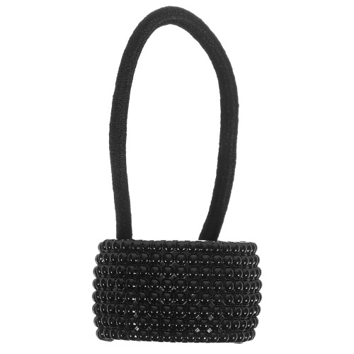 Black Acrylic Hair Band Elastic Ponytail Holder 2 Pack 1