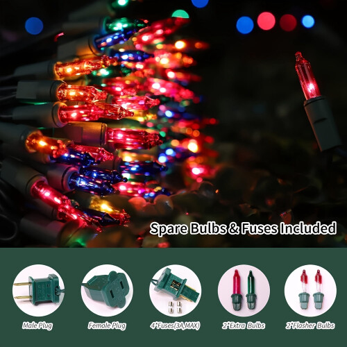 Christmas Tree Lights Multi-Color 100-Pc 20ft Green Wire 1