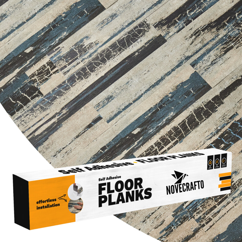 (Stormwave Timber, 7) Self Adhesive Floor Planks - Vinyl Flooring Set Peel And Stick Floor Tiles 36X5.98in (91.4X15.2cm) - Vinyl Floor Tiles Wood Eff 5061064151447