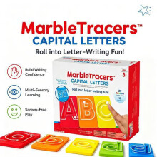 Back To School Kids Lowercase Alphabet Marble Tracer, Letter Formation Tracing Play Set, Preschool Early Literacy Training Accessory (Uppercase)