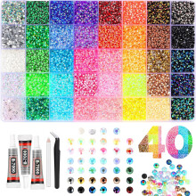 DIY Craft Bedazzling Kit with Rhinestones, B-7000 Glue, Tweezers and a Drill Pen for Nail Art (Style 2)