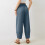 Women's Casual Cropped Pants Navy Blue Size S 4