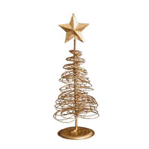 Gold Spiral Christmas Tree Decor with Star Topper 1