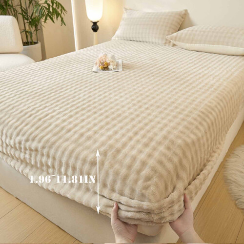 King Fitted Sheets Deep Pocket Non-Slip Washable Khaki 2
