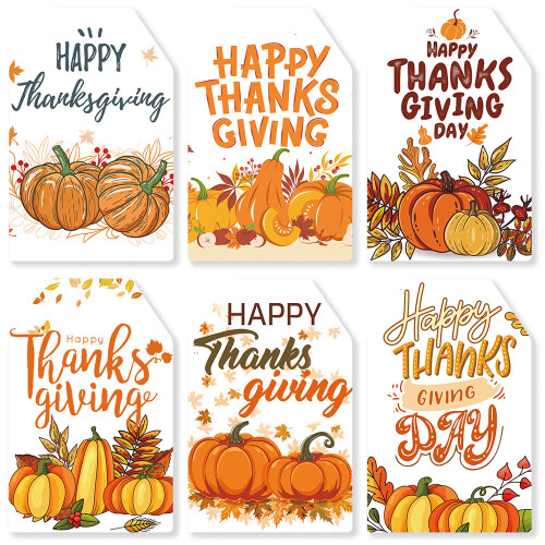 Thanksgiving Gift Tags Pumpkin Maple Leaves 60 pcs 1