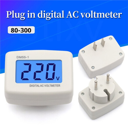 DM55-1 Digital AC Voltmeter for Household Use - LCD Display for 80-300V Voltage Range EU Plug 2