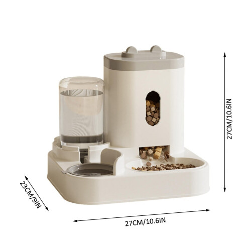 Automatic Dual Bowl Pet Feeder and Water Dispenser Gray 2