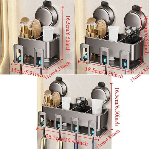 Suction Cup Toothbrush Storage Rack Wall-Mounted Integrated Hook Toothpaste Dispenser Rust-Proof Detachable 1