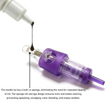 20 Stuks U14/0.25 Tattoo Cartridge Naalden met Ingebouwde Spons Halve Muur voor Tattoo Machine Oogbrauw Lippen Permanente Make- B