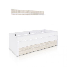 Cama compacta juvenil con estante y almacenaje en blanco artik y blanco velho 96x199 cm Nuit
