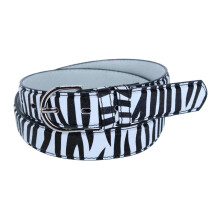 CTM Women's Leather 28.5 mm Zebra Print Dress Belt