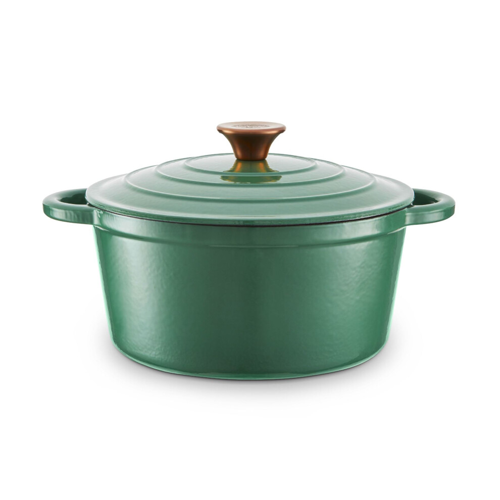Tower Unisex Green Cast Iron Casserole Pan, Enamel Interior, 24Cm, Bo800251grn In - Image 7
