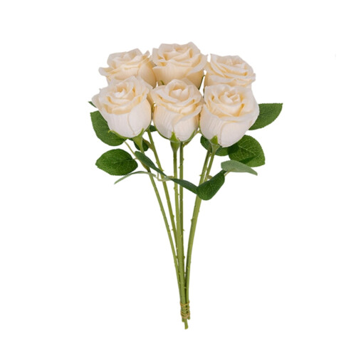 Artificial Rose Bouquet Beige 6 pcs 1