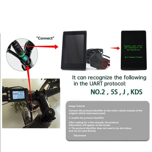 Kit de Programmation et D'Identification de Protocole pour Compteur LCD de Scooter Électrique 24 V/36 V/48 V/60 V, Compatible avec les Modèles 2