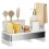 Stainless Steel Sponge Rack with Drain - Multi-Functional Kitchen Bath Storage Box for Cleaning Supplies Towels Brushes White 2