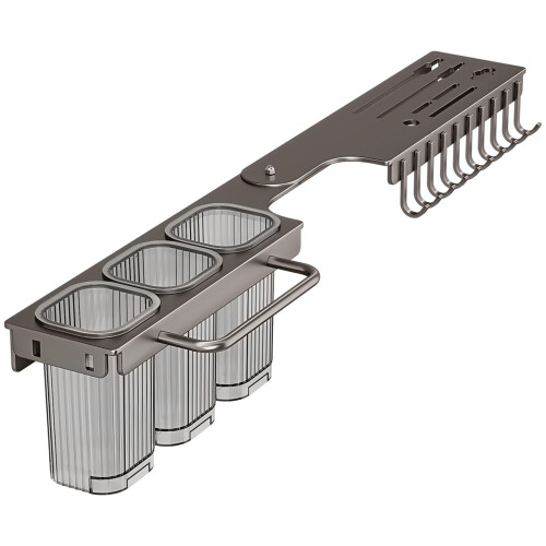 Carbon Steel Kitchen Storage Rack L-Shape 25.6 inch 3-Cup 1