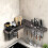 Carbon Steel Kitchen Storage Rack L-Shape 25.6 inch 3-Cup 3