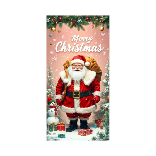 Christmas Door Cover Santa Pattern Elastic Fabric 35x72 inch 1