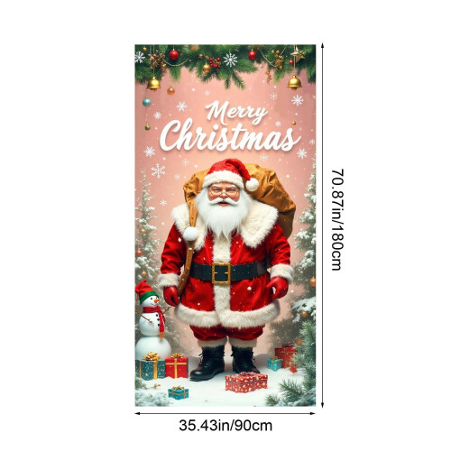 Christmas Door Cover Santa Pattern Elastic Fabric 35x72 inch 2