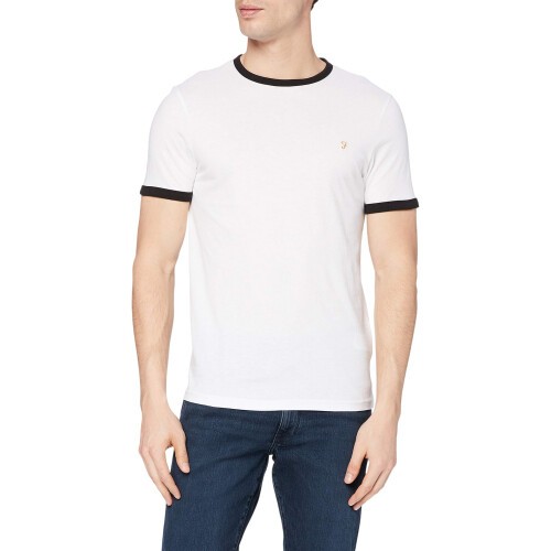 Farah (S, White) Farah Mens Ringer Embroidered T-Shirt