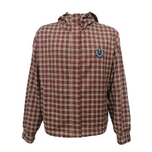 (L, Brown) Slazenger Mens Plaid Hooded Overshirt