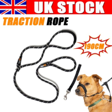 Black Dog Lead Stop dogs pulling, slip lead, collar, halter figure of 8 Training