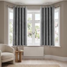(46 x 54 (116cm x 137cm), Grey) Moonlight Crushed Velvet Curtains for Bedroom & Living Room Eyelet Ringtop Ready Made Drapes
