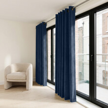 (46 x 90 (116cm x 229cm), Navy Blue) Moonlight Crushed Velvet Curtains for Bedroom & Living Room Eyelet Ringtop Ready Made Drapes