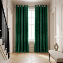 (66 x 72 (168cm x 183cm), Emerald Green) Moonlight Crushed Velvet Curtains for Bedroom & Living Room Eyelet Ringtop Ready Made Drapes