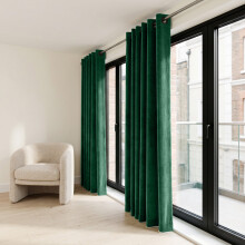 (46 x 90 (116cm x 229cm), Emerald Green) Moonlight Crushed Velvet Curtains for Bedroom & Living Room Eyelet Ringtop Ready Made Drapes